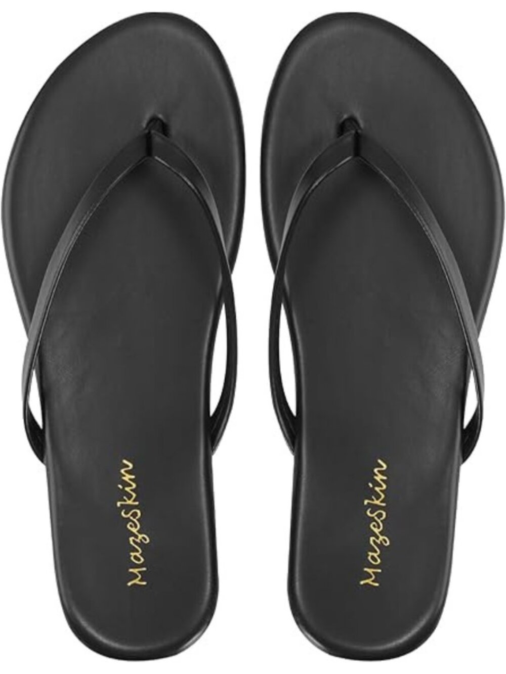 Mazeskin Memory Foam Leather Flip Flop Sandals Women’s Flats